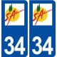 34 Saint Aunès logo ville autocollant plaque stickers