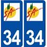 34 Saint Aunès logo ville autocollant plaque stickers