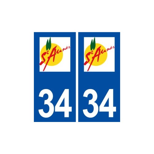 34 Saint Aunès logo ville autocollant plaque stickers