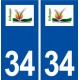 34 Vailhauquès  logo ville autocollant plaque stickers