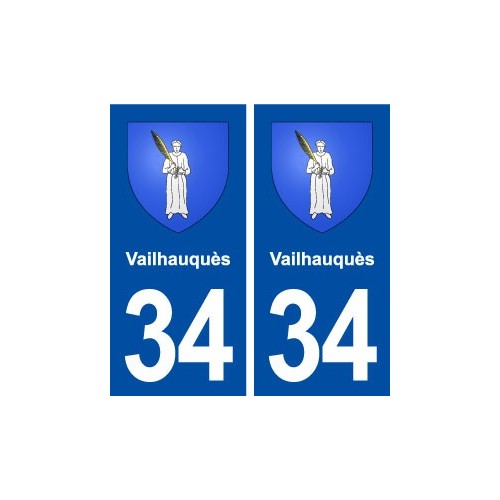 34 Vailhauquès blason ville autocollant plaque stickers