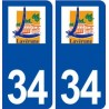 34 Lavérune logo ville autocollant plaque stickers