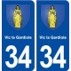 34 Vic la Gardiole blason  ville autocollant plaque stickers