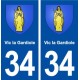 34 Vic la Gardiole blason  ville autocollant plaque stickers