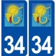 34 Thézan lès Béziers logo ville autocollant plaque stickers