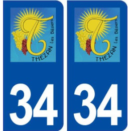 34 Thézan lès Béziers logo ville autocollant plaque stickers