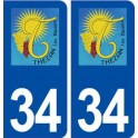 34 Thézan lès Béziers logo ville autocollant plaque stickers