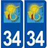 34 Thézan lès Béziers logo ville autocollant plaque stickers