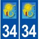 34 Thézan lès Béziers logo ville autocollant plaque stickers