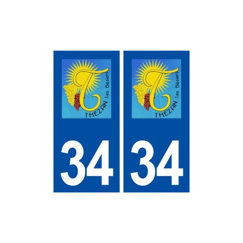 34 Thézan lès Béziers logo ville autocollant plaque stickers