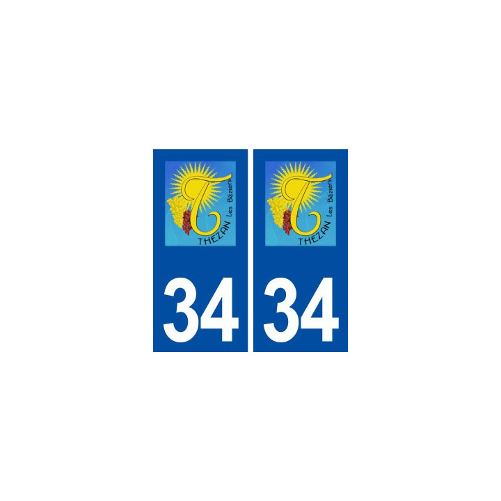 34 Thézan lès Béziers logo ville autocollant plaque stickers