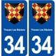 34 Thézan lès Béziers blason  ville autocollant plaque stickers
