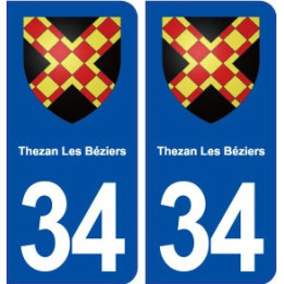 34 Thézan lès Béziers blason  ville autocollant plaque stickers