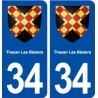 34 Thézan lès Béziers blason  ville autocollant plaque stickers