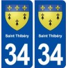 34 Saint Thibéry blason  ville autocollant plaque stickers