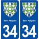 34 Saint Pargoire blason ville autocollant plaque stickers