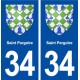 34 Saint Pargoire blason ville autocollant plaque stickers