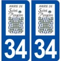 34 Saint Pargoire logo ville autocollant plaque stickers