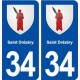 34 Saint Drézéry blason ville autocollant plaque stickers