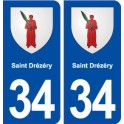 34 Saint Drézéry blason ville autocollant plaque stickers