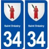 34 Saint Drézéry blason ville autocollant plaque stickers