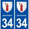 34 Saint Drézéry blason ville autocollant plaque stickers