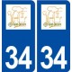 34 Saint Drézéry logo ville autocollant plaque stickers