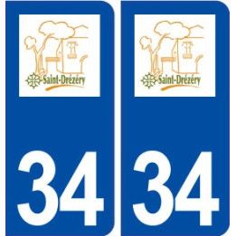 34 Saint Drézéry logo ville autocollant plaque stickers