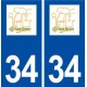 34 Saint Drézéry logo ville autocollant plaque stickers