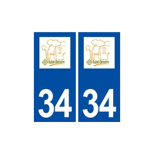 34 Saint Drézéry logo ville autocollant plaque stickers