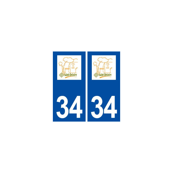 34 Saint Drézéry logo ville autocollant plaque stickers