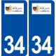 34 Boujan sur Libron logo ville autocollant plaque stickers
