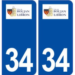 34 Boujan sur Libron logo ville autocollant plaque stickers