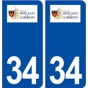 34 Boujan sur Libron logo ville autocollant plaque stickers