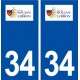 34 Boujan sur Libron logo ville autocollant plaque stickers