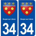 34 Boujan sur Libron blason  ville autocollant plaque stickers