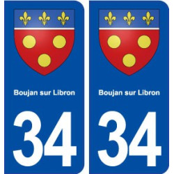 34 Boujan sur Libron blason  ville autocollant plaque stickers