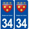 34 Boujan sur Libron blason  ville autocollant plaque stickers