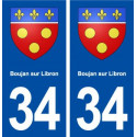 34 Boujan sur Libron blason  ville autocollant plaque stickers