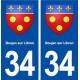 34 Boujan sur Libron blason  ville autocollant plaque stickers