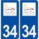 34 Saint Brès logo ville autocollant plaque stickers
