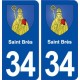 34 Saint Brès blason  ville autocollant plaque stickers