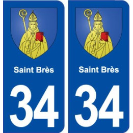 34 Saint Brès blason  ville autocollant plaque stickers