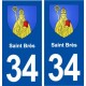 34 Saint Brès blason  ville autocollant plaque stickers