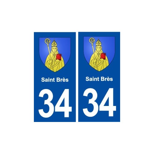 34 Saint Brès blason  ville autocollant plaque stickers