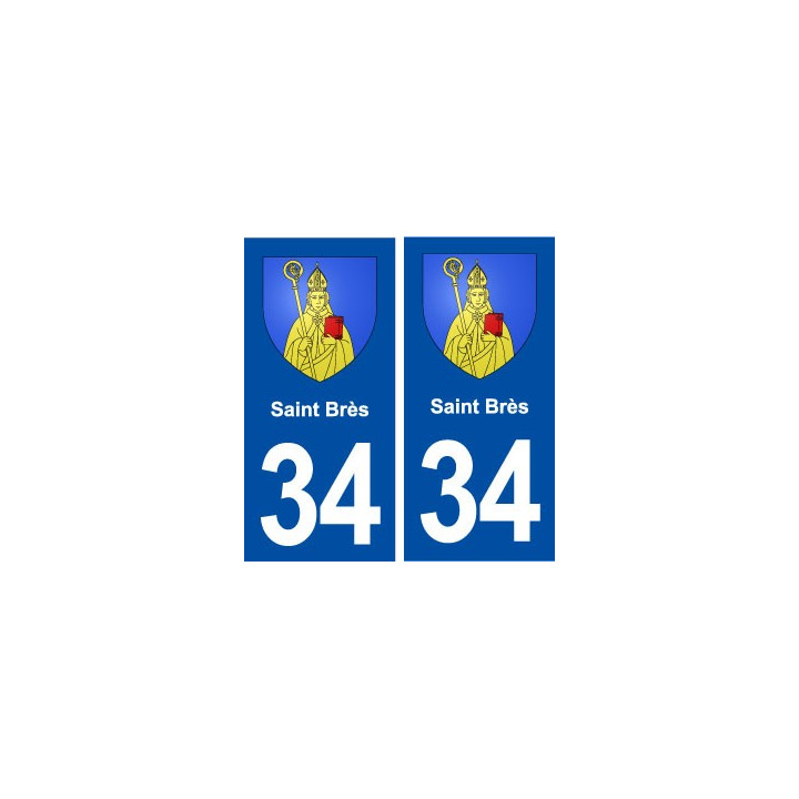 34 Saint Brès blason  ville autocollant plaque stickers