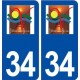34 Villeneuve lès Béziers logo ville autocollant plaque stickers