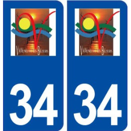 34 Villeneuve lès Béziers logo ville autocollant plaque stickers