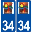 34 Villeneuve lès Béziers logo ville autocollant plaque stickers