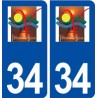 34 Villeneuve lès Béziers logo ville autocollant plaque stickers